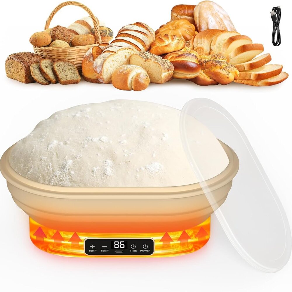 Heating Sourdough Bread Proofing Basket, 2L Electric Thermostatic Proofing Bowl